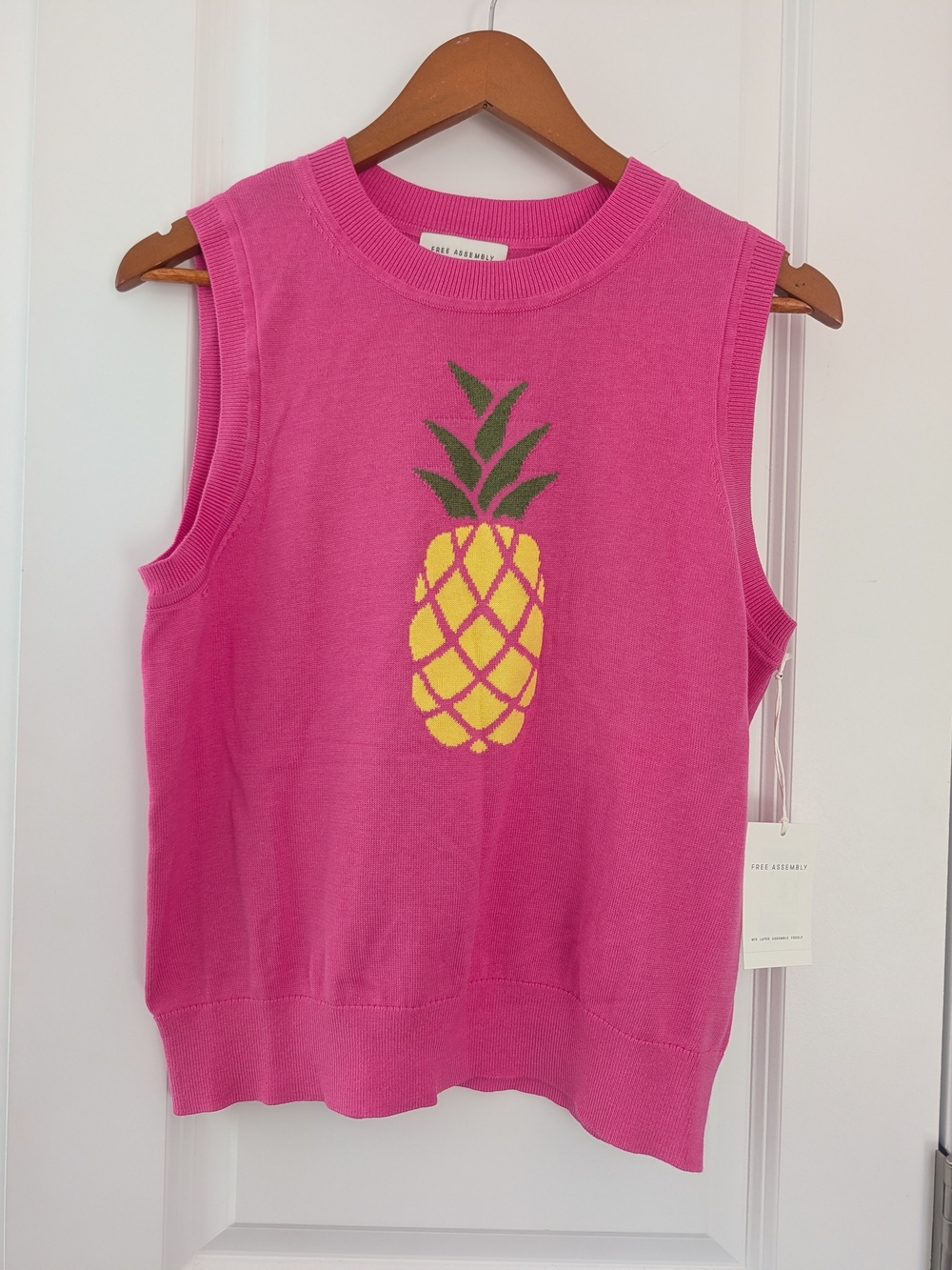 Sleeveless Pink Pineapple Knit Tunic Top